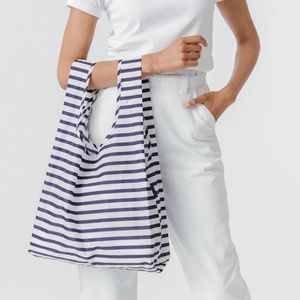 BAGGU REUSABLE BLUE STRIPED SHOPPING BAG